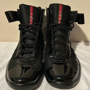 Prada America cup black patent  leather  model  4T 0341 8